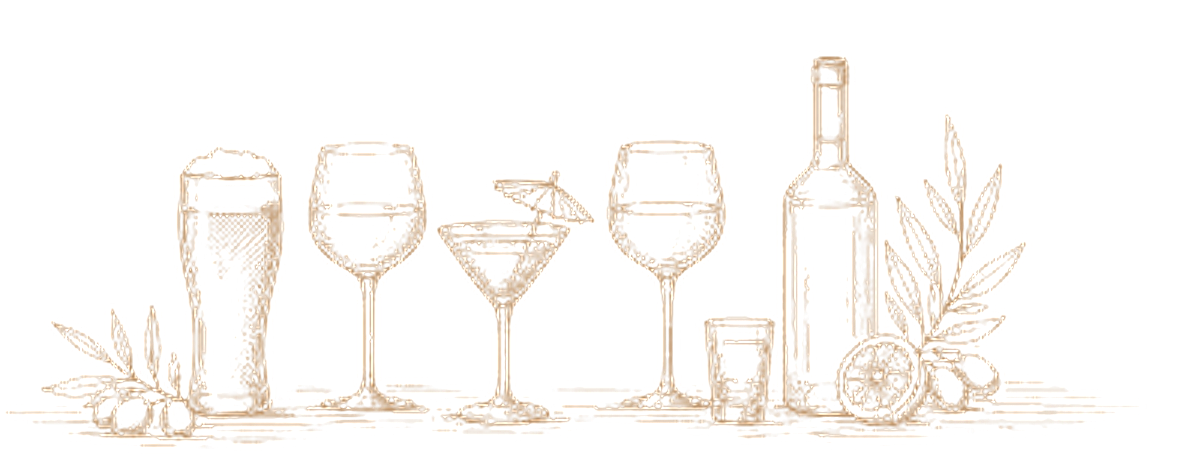 Ilustracja kieliszków i butelki alkoholu
